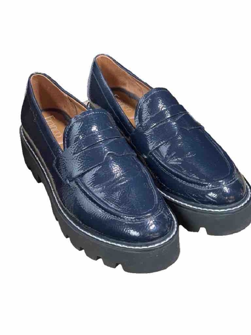 Franco Sarto Balin Patent Leather Lug Sole Chunky Loafers Midnight Blue (Size: 7 - Picture 12 of 16
